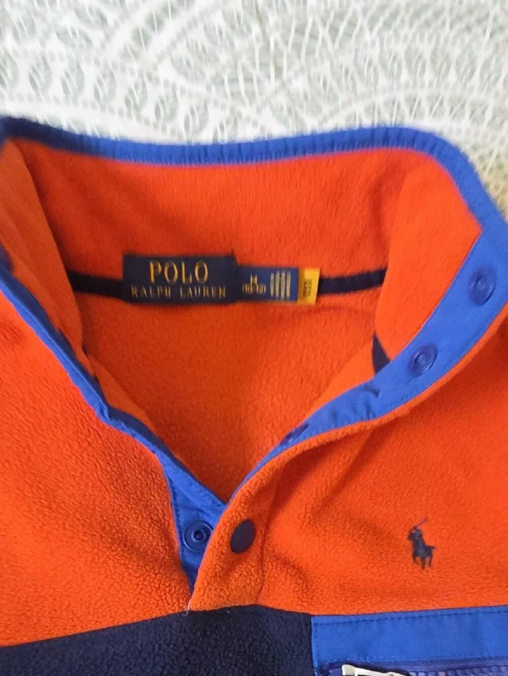 Ralph Lauren Boys Orange Fleece with Blue Trim